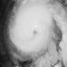 Infrared satellite frame showing a tightly wound storm with a forming eye.
